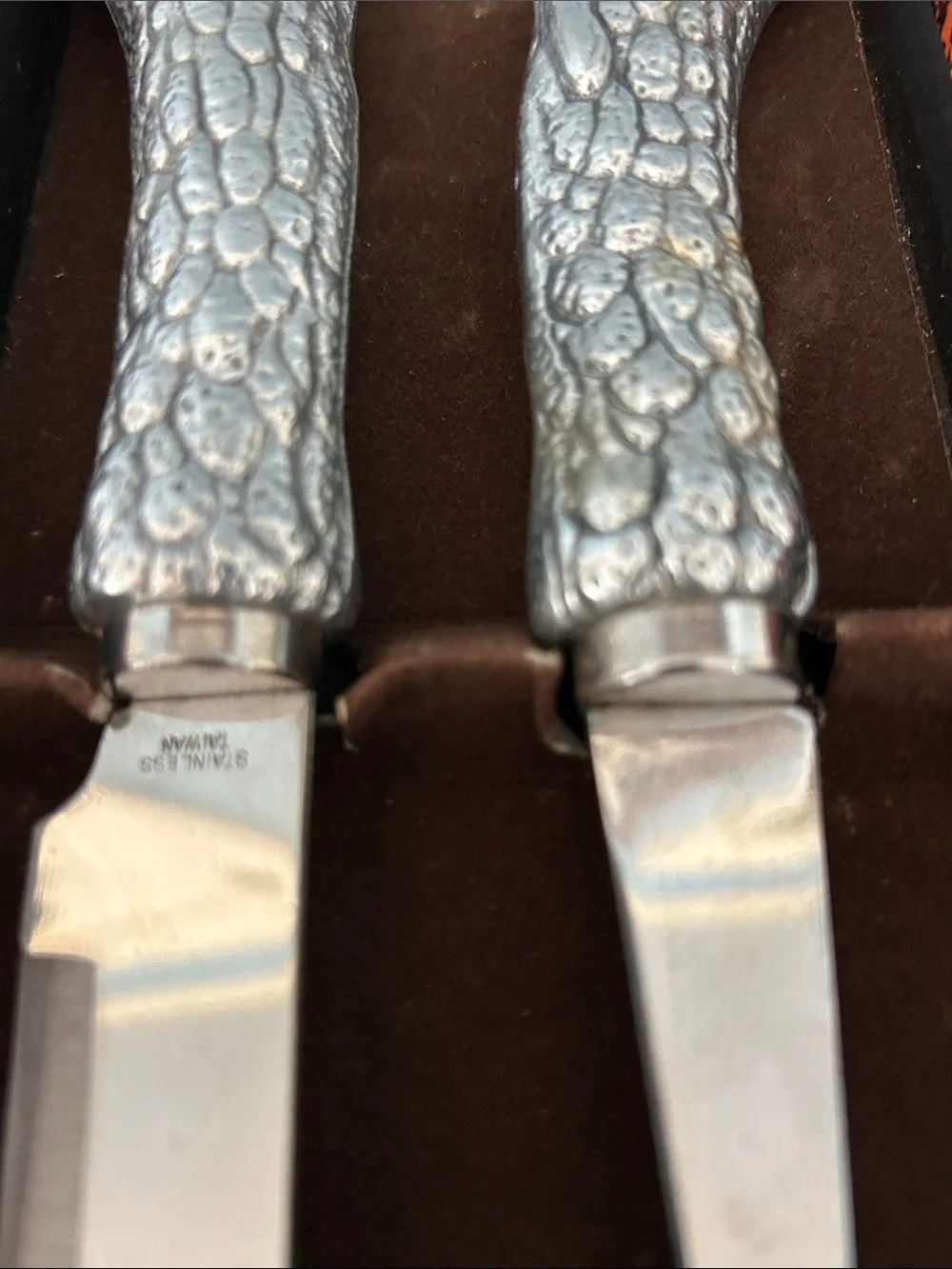Arthur Court Silver-tone Turkey Handle Carving Knife and Fork Set Hostess Gift
